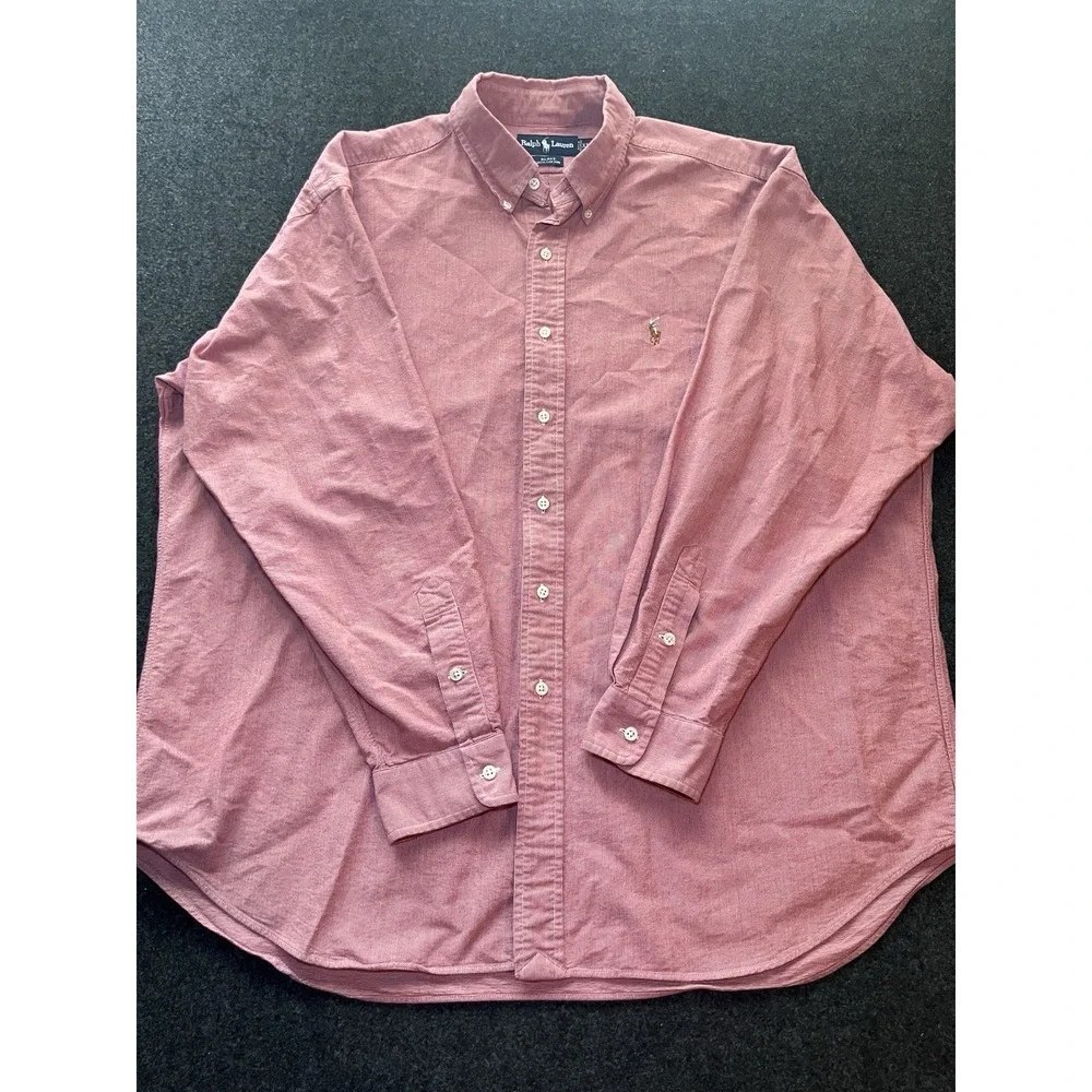 Ralph Lauren Shirt‎ Mens XL Red Blake Long Sleeve Button Down Flesh Pony - Picture 4 of 7